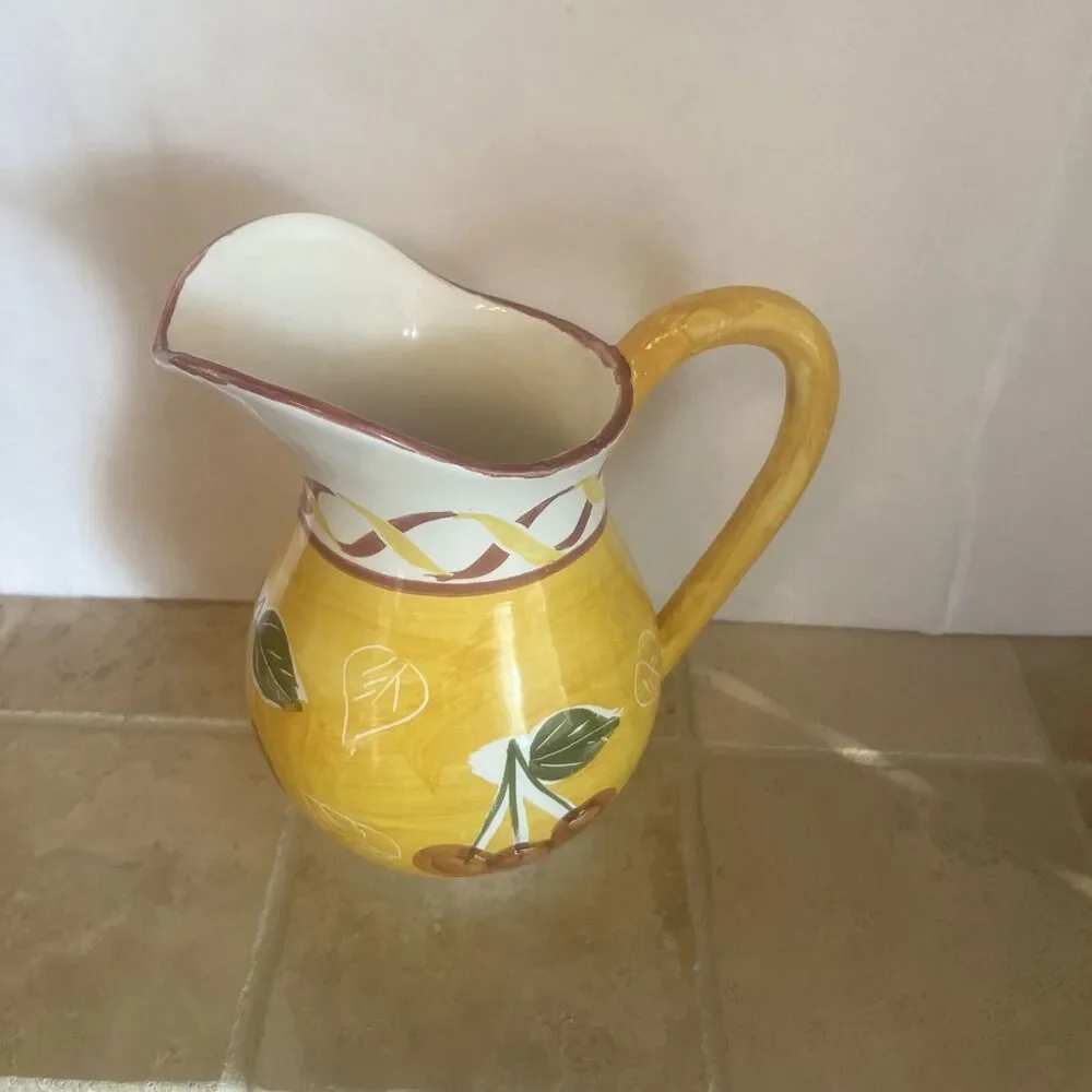 Pottery Barn handmade in Mexico ceramic cherry Fruit Pitcher